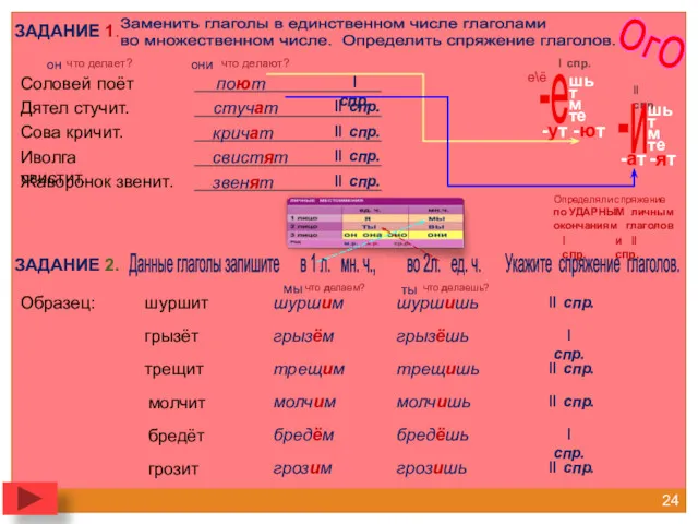 ОгО ЗАДАНИЕ 1. Заменить глаголы в единственном числе глаголами во