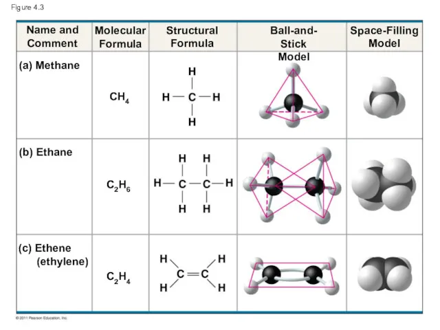 Figure 4.3 Name and Comment Molecular Formula (a) Methane (b)