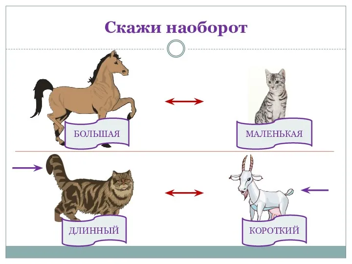 БОЛЬШАЯ ДЛИННЫЙ КОРОТКИЙ Скажи наоборот МАЛЕНЬКАЯ