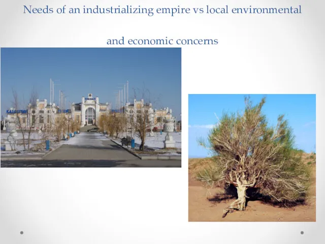 Needs of an industrializing empire vs local environmental and economic concerns