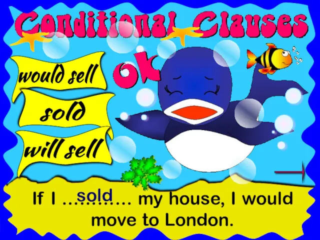 If I ………… my house, I would move to London. sold would sell sold will sell