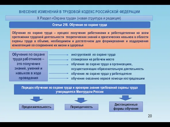 ВНЕСЕНИЕ ИЗМЕНЕНИЙ В ТРУДОВОЙ КОДЕКС РОССИЙСКОЙ ФЕДЕРАЦИИ Статья 218. Обучение