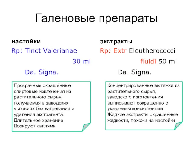 Галеновые препараты настойки Rp: Tinct Valerianae 30 ml Da. Signa.