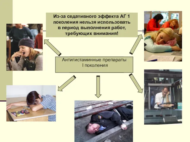 Из-за седативного эффекта АГ 1 поколения нельзя использовать в период