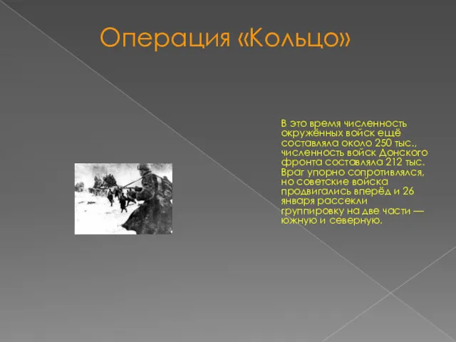 Операция «Кольцо» В это время численность окружённых войск ещё составляла