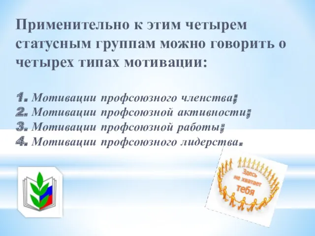 Применительно к этим четырем статусным группам можно говорить о четырех