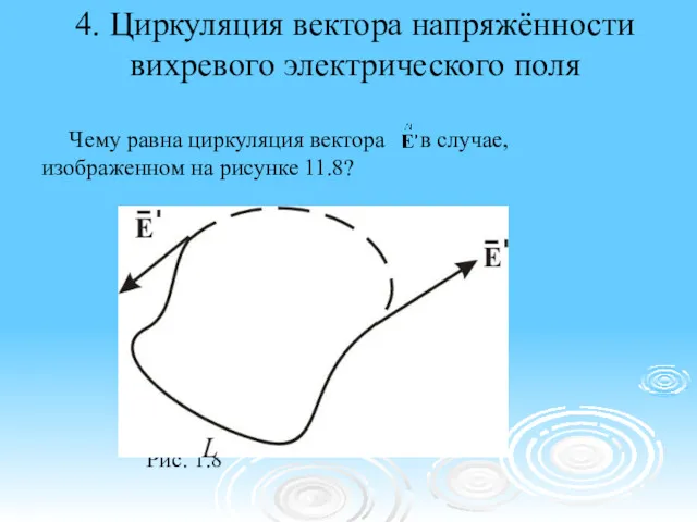 4. Циркуляция вектора напряжённости вихревого электрического поля Чему равна циркуляция