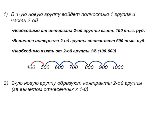 В 1-ую новую группу войдет полностью 1 группа и часть