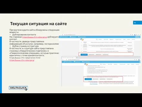 При кратком аудите сайта обнаружены следующие моменты: Дублирование контента На