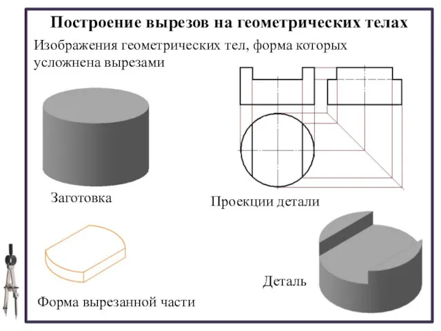 30.11.2019 Построение вырезов на геометрических телах Изображения геометрических тел, форма