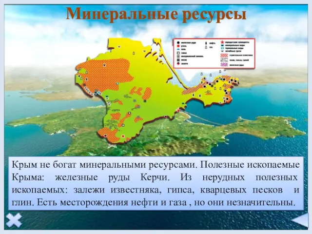 Минеральные ресурсы Крым не богат минеральными ресурсами. Полезные ископаемые Крыма: