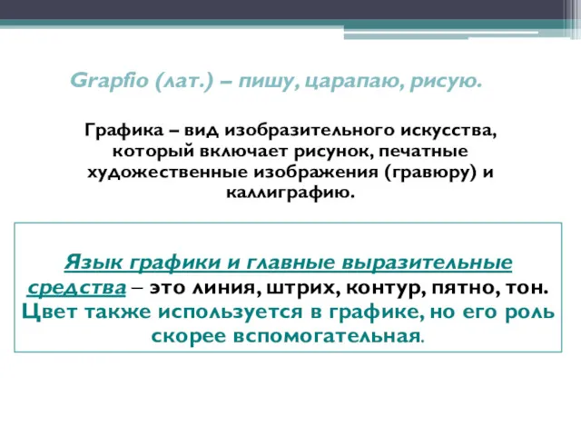 Grapfio (лат.) – пишу, царапаю, рисую. Язык графики и главные