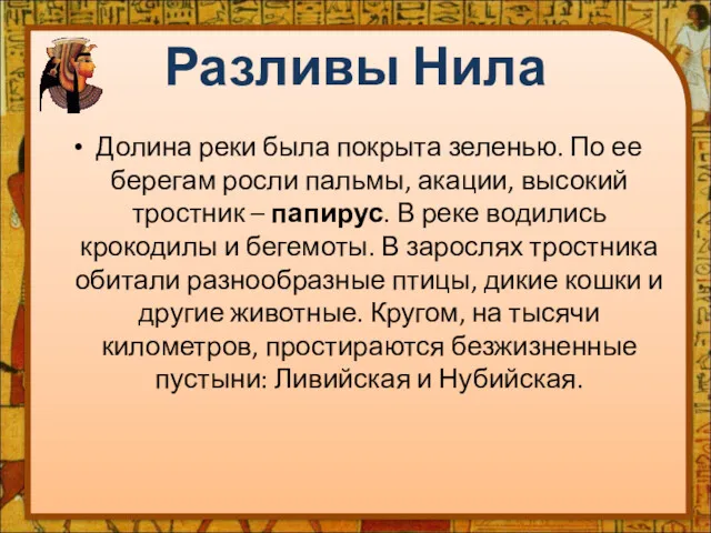 Долина реки была покрыта зеленью. По ее берегам росли пальмы, акации, высокий тростник