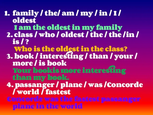 family / the/ am / my / in / I