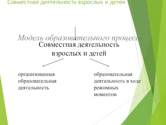 Совместная деятельность взрослых и детей Модель образовательного процесса Совместная деятельность