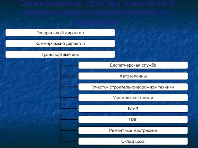 Организационная структура транспортного хозяйства среднего машиностроительного предприятия