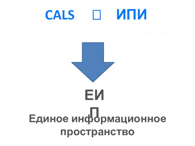 Информационная поддержка изделий CALS ? ИПИ ЕИП Единое информационное пространство