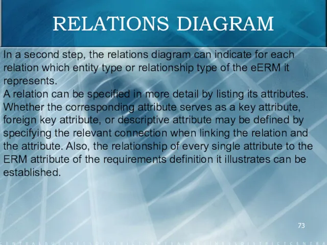 RELATIONS DIAGRAM In a second step, the relations diagram can