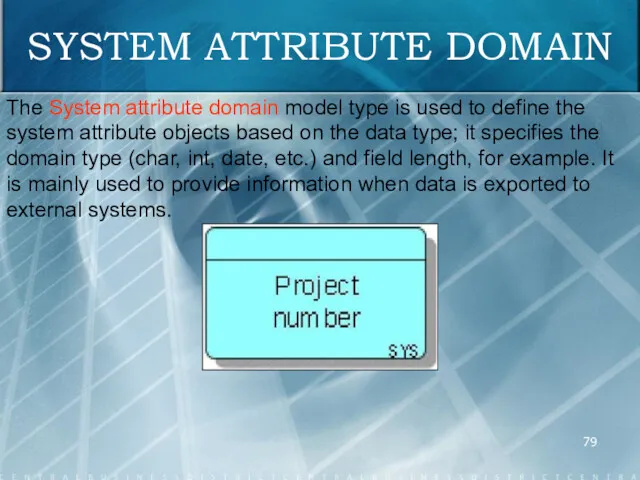 SYSTEM ATTRIBUTE DOMAIN The System attribute domain model type is