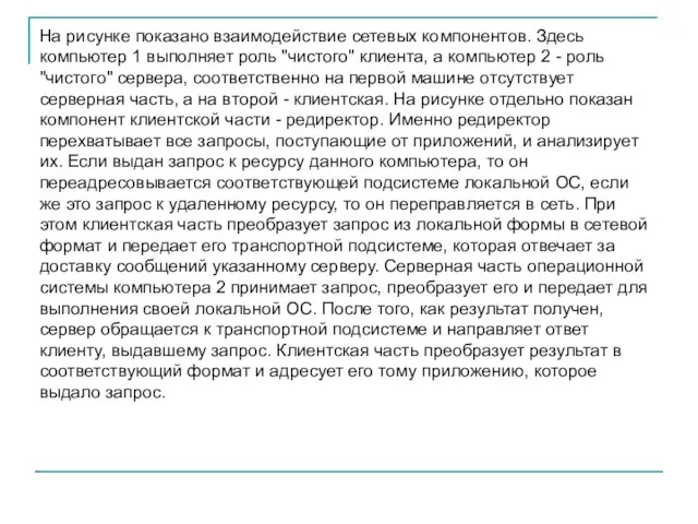 На рисунке показано взаимодействие сетевых компонентов. Здесь компьютер 1 выполняет