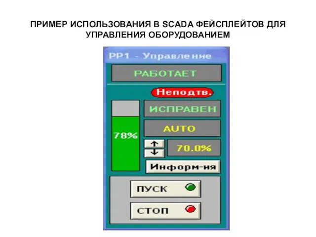 ПРИМЕР ИСПОЛЬЗОВАНИЯ В SCADA ФЕЙСПЛЕЙТОВ ДЛЯ УПРАВЛЕНИЯ ОБОРУДОВАНИЕМ