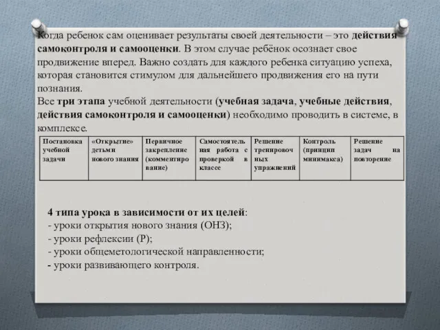 Когда ребенок сам оценивает результаты своей деятельности – это действия