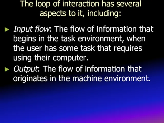 The loop of interaction has several aspects to it, including: