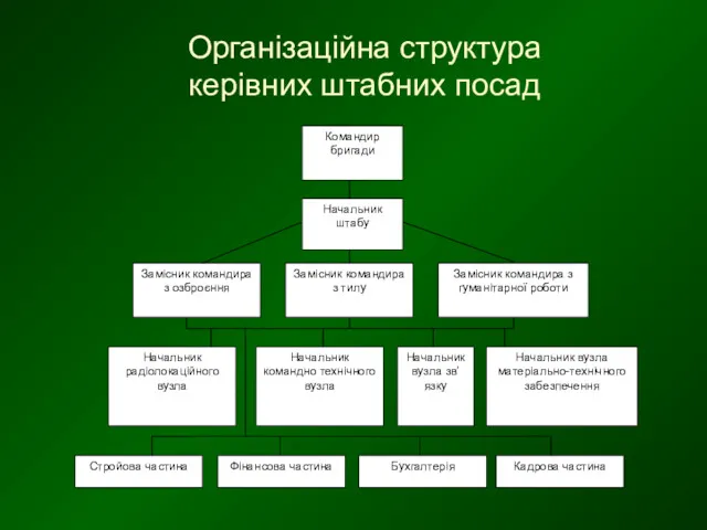 Організаційна структура керівних штабних посад