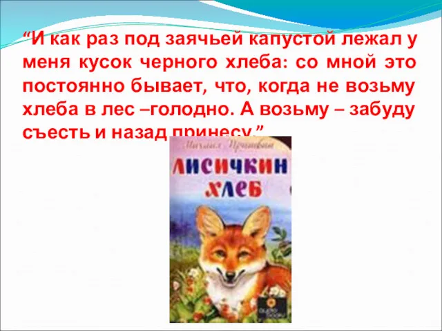 “И как раз под заячьей капустой лежал у меня кусок