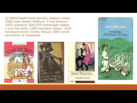 За бібліографічними даними, видано понад 5500 назв творів І.Франка. З
