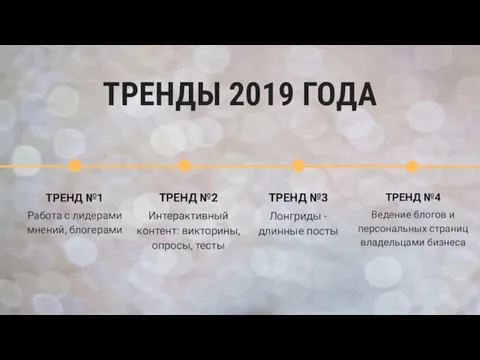 ТРЕНДЫ 2019 ГОДА