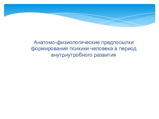 Анатомо-физиологические предпосылки формирования психики человека в период внутриутробного развития