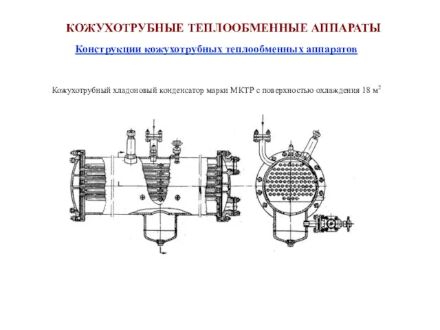 Конструкции кожухотрубных теплообменных аппаратов Кожухотрубный хладоновый конденсатор марки МКТР с