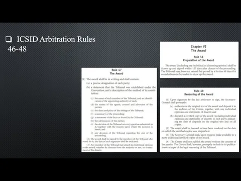 ICSID Arbitration Rules 46-48