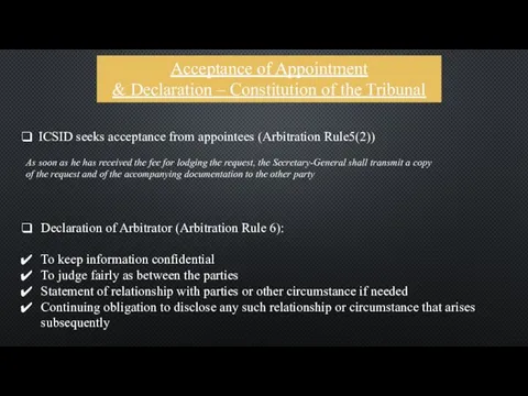 Acceptance of Appointment & Declaration – Constitution of the Tribunal