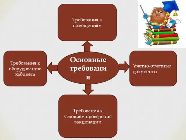 Основные требования Требования к помещениям Требования к оборудованию кабинета Требования к условиям проведения вакцинации Учетно-отчетные документы