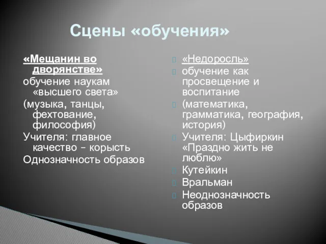 «Мещанин во дворянстве» обучение наукам «высшего света» (музыка, танцы, фехтование,