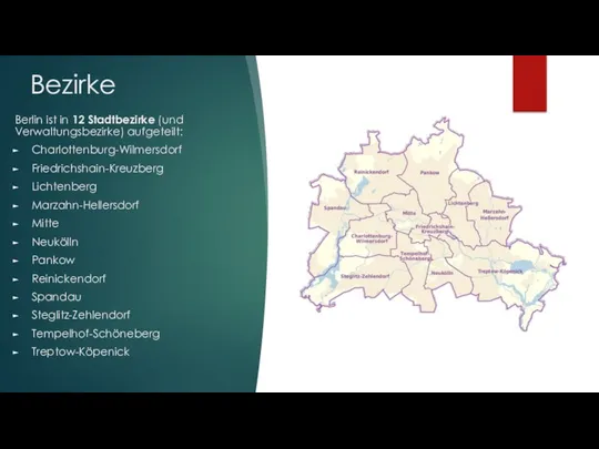 Bezirke Berlin ist in 12 Stadtbezirke (und Verwaltungsbezirke) aufgeteilt: Charlottenburg-Wilmersdorf