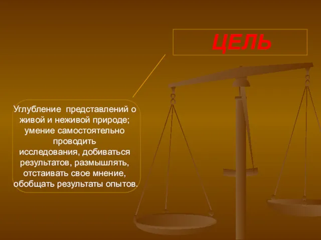 ЦЕЛЬ Углубление представлений о живой и неживой природе; умение самостоятельно