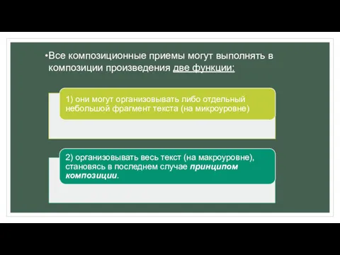 Все композиционные приемы могут выполнять в композиции произведения две функции: