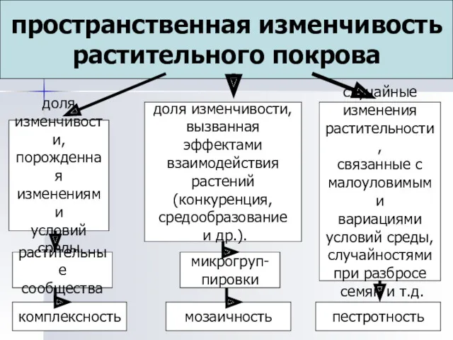 пространственная изменчивость растительного покрова доля изменчивости, порожденная изменениями условий среды