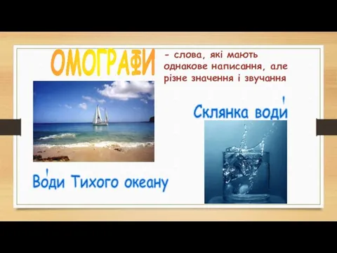 ОМОГРАФИ - слова, які мають однакове написання, але різне значення