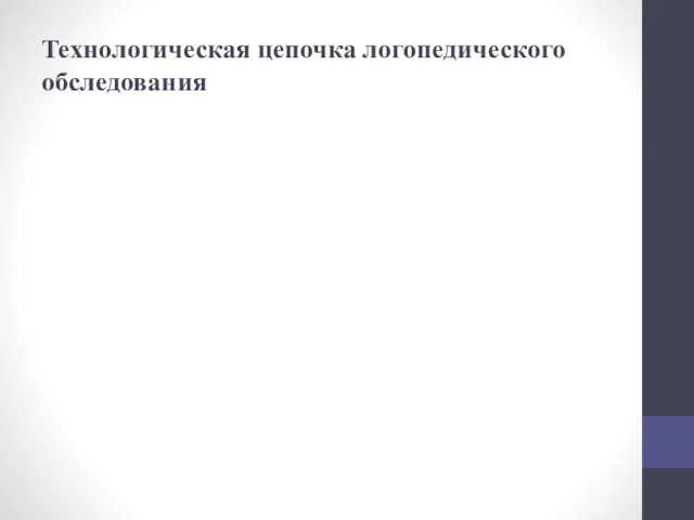 Технологическая цепочка логопедического обследования