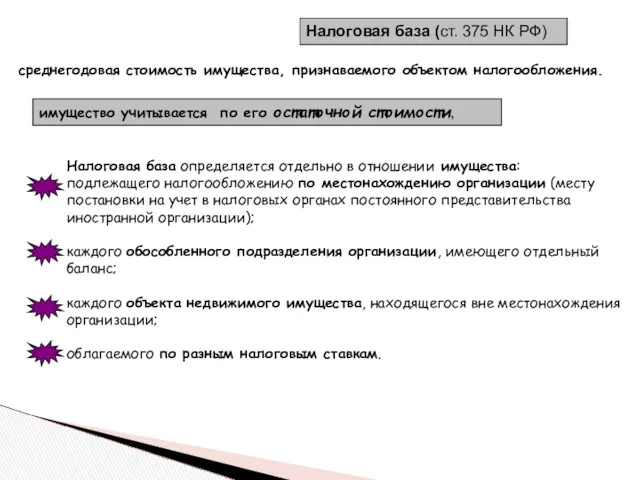 среднегодовая стоимость имущества, признаваемого объектом налогообложения. имущество учитывается по его