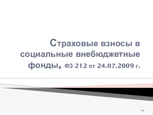 Страховые взносы в социальные внебюджетные фонды, ФЗ-212 от 24.07.2009 г.