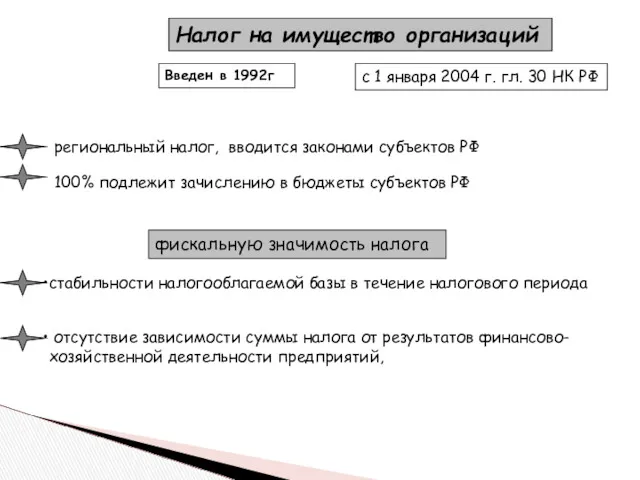 стабильности налогооблагаемой базы в течение налогового периода отсутствие зависимости суммы налога от результатов