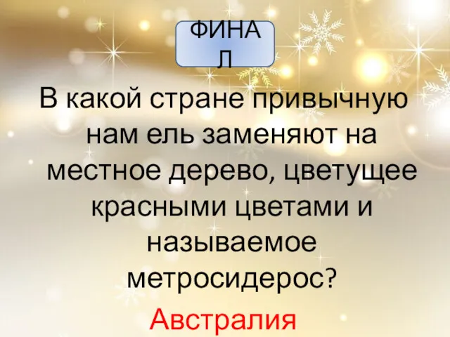 ФИНАЛ В какой стране привычную нам ель заменяют на местное