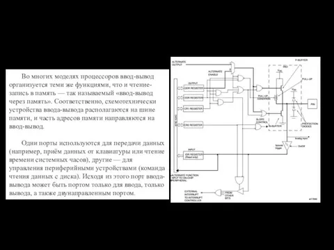 Архитектура МК Порты ввода-вывода Во многих моделях процессоров ввод-вывод организуется