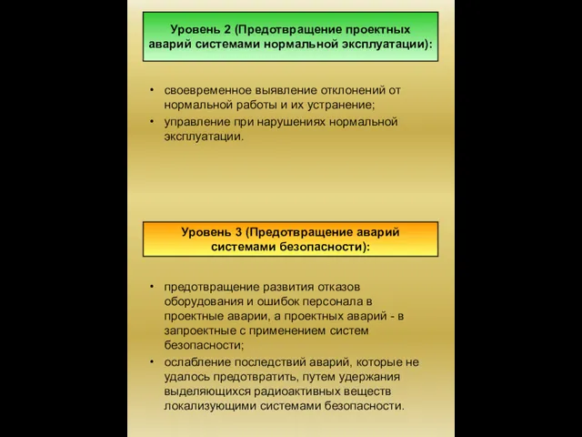 Уровень 2 (Предотвращение проектных аварий системами нормальной эксплуатации): своевременное выявление