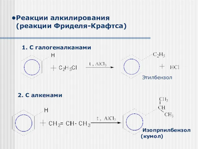 Реакции алкилирования (реакции Фриделя-Крафтса)